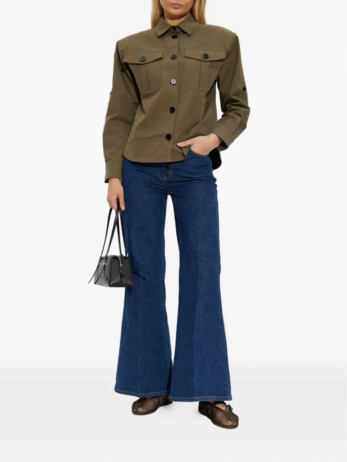 Self-Portrait パッドショルダーシャツ - 画像2