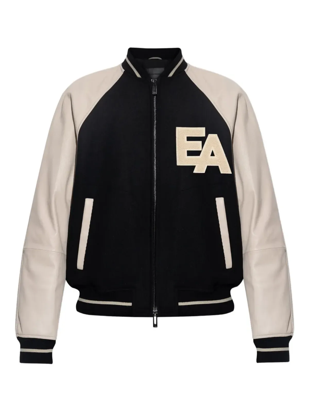 Emporio Armani レザー袖付きヴァーシティジャケット - 画像1