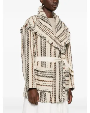 MARANT ÉTOILE Illisa ストライプ柄フリンジジャケット - サムネイル3