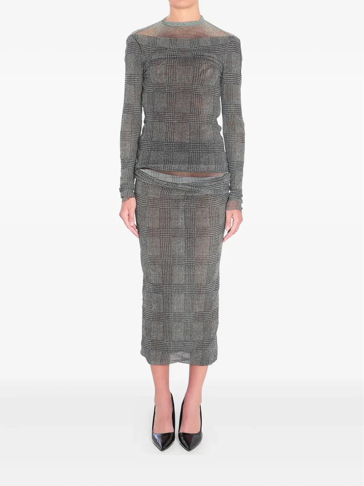 Jean Paul Gaultier チェック柄メッシュトップス - 画像2