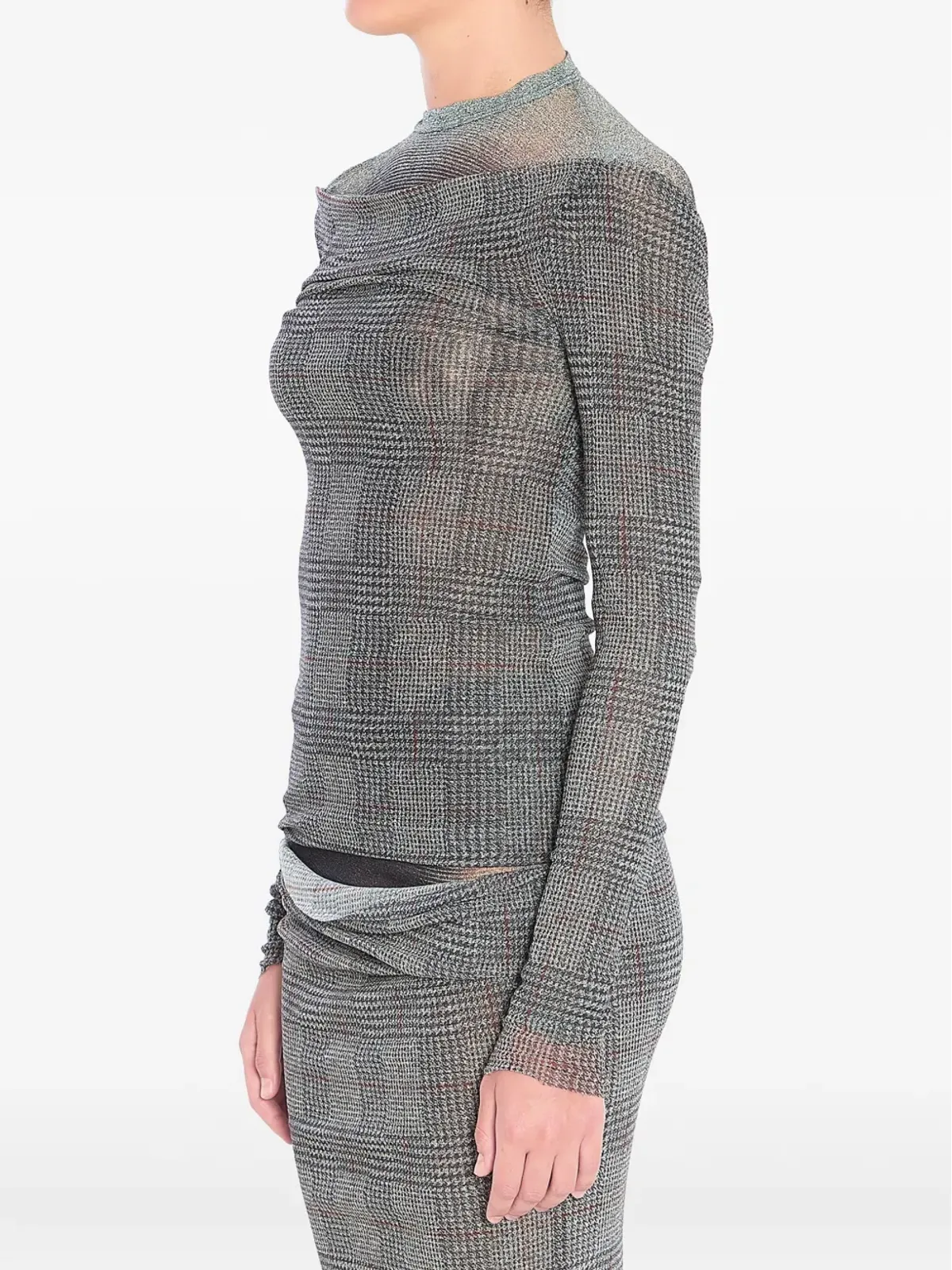 Jean Paul Gaultier チェック柄メッシュトップス - 画像3