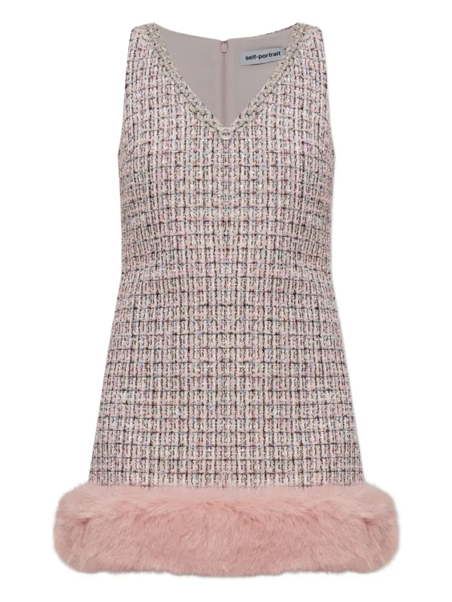 self-portrait Self-Portrait ブークレ ノースリーブ ミニドレスの商品画像