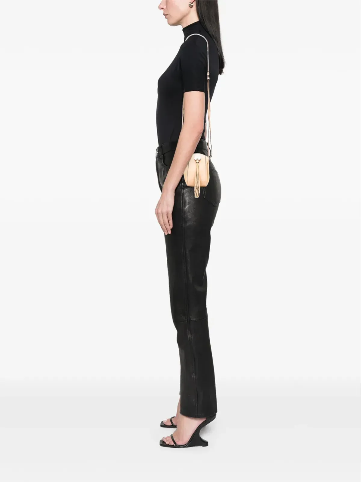 Chloé Pre-Owned ミニ レザーとスエード サック フリンジ クロスボディバッグ - 画像2