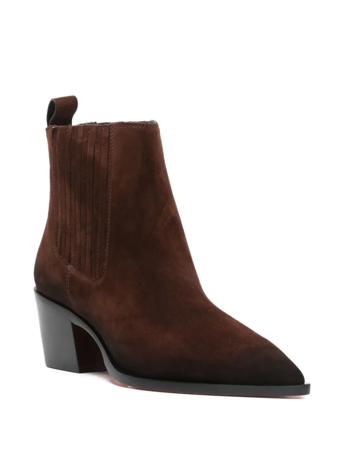 Santoni ポインテッドトゥ ブロックヒール ブーツ ブラウン - 画像2
