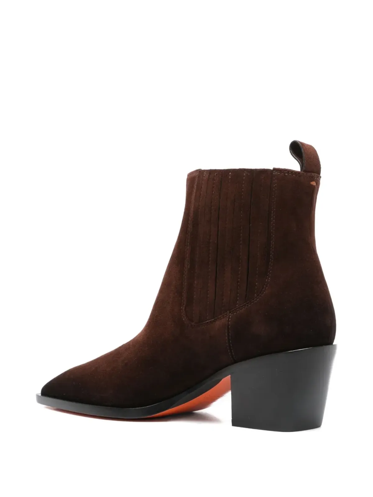 Santoni ポインテッドトゥ ブロックヒール ブーツ ブラウン - 画像3