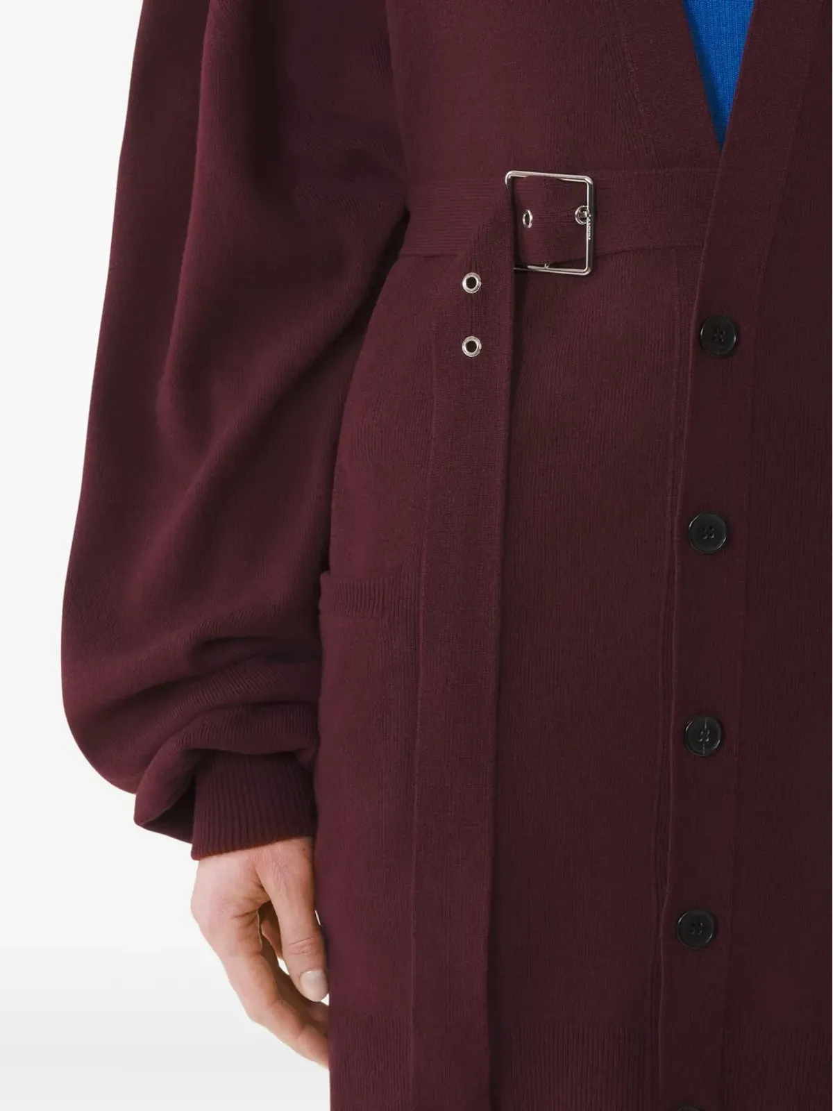 Lanvin ベルト付き風船袖カーディガン - レッド - 画像5