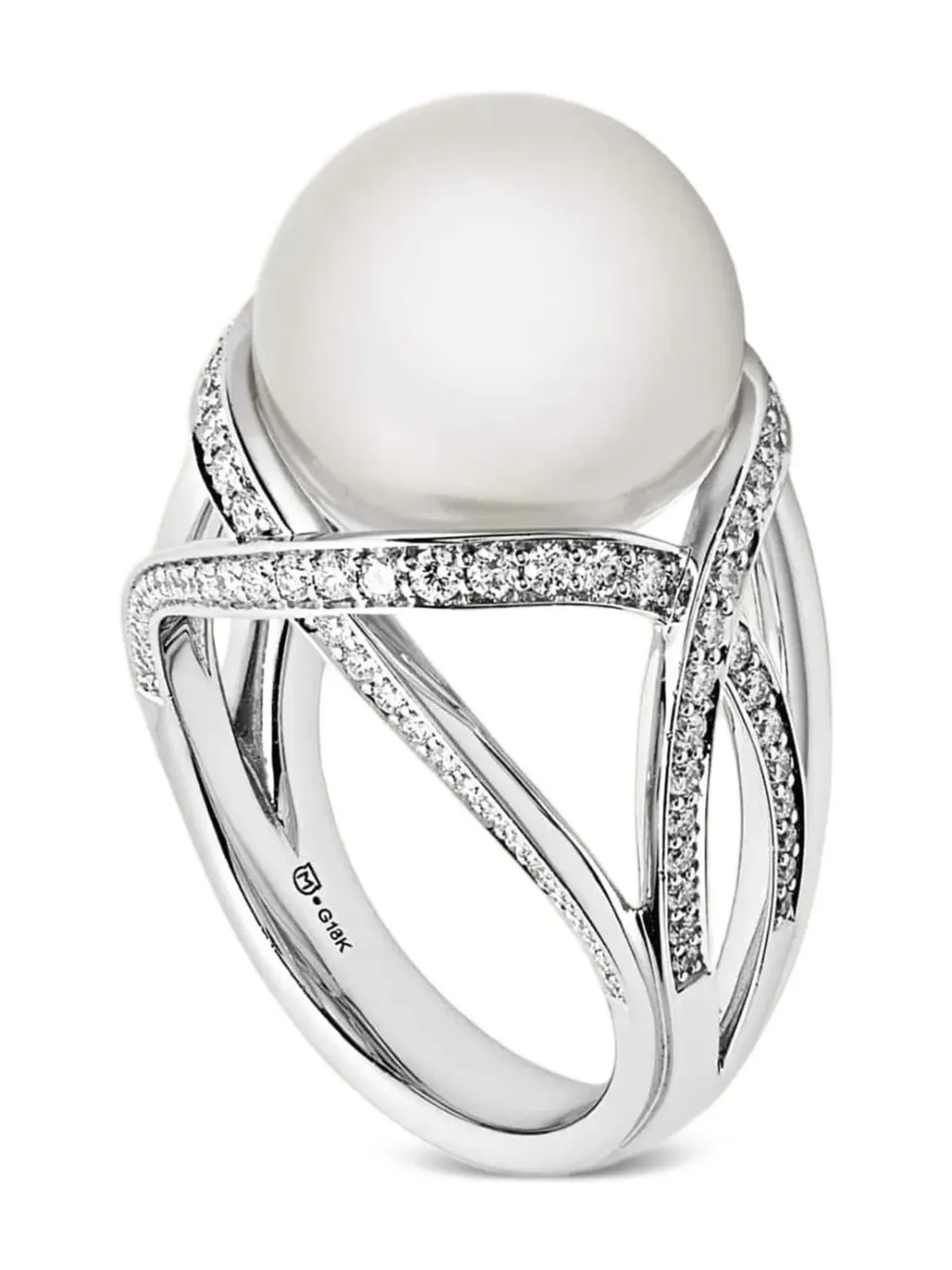 Mikimoto 18Kホワイトゴールド Mコレクション パール＆ダイヤモンドリング - 画像3
