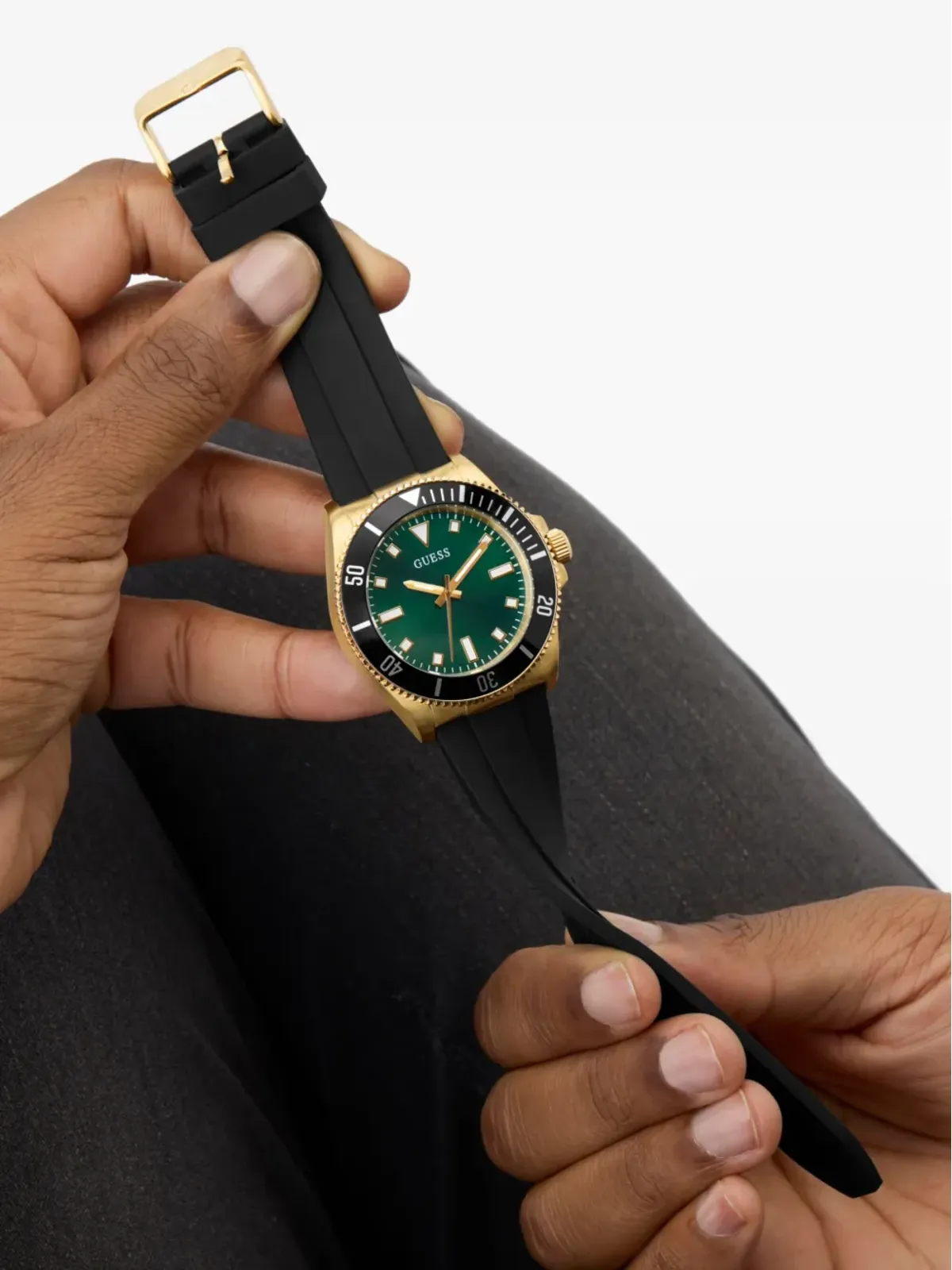 GUESS USA マルチファンクション ウォッチ グリーン - 画像2