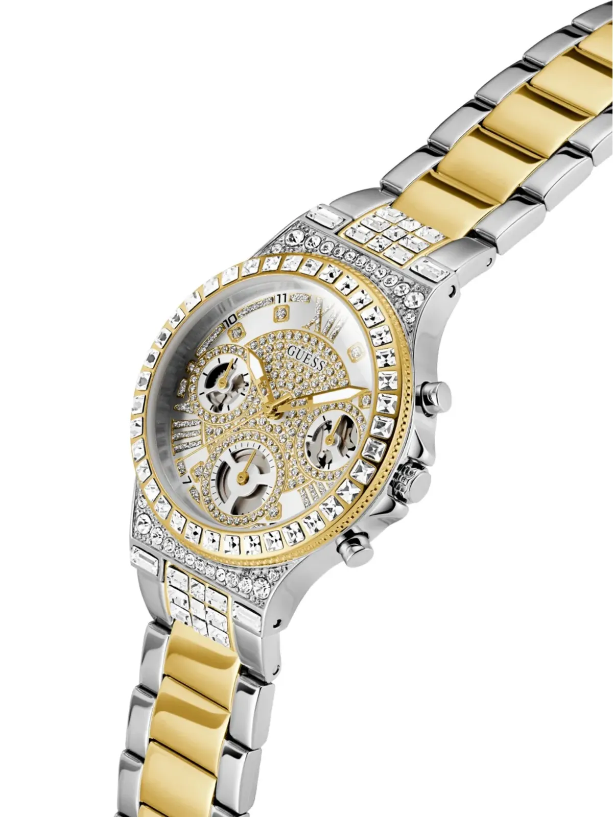 GUESS USA クリスタル装飾クォーツ腕時計 - シルバー - 画像3