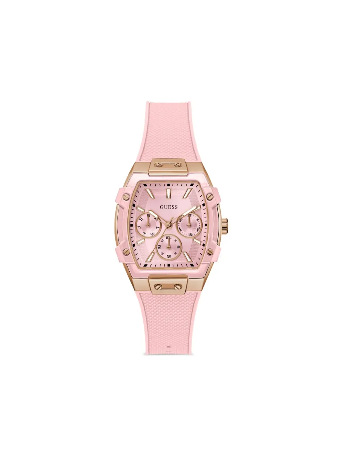 GUESS USA シリコンストラップ ローズゴールド スクエアケース ピンク - 画像1