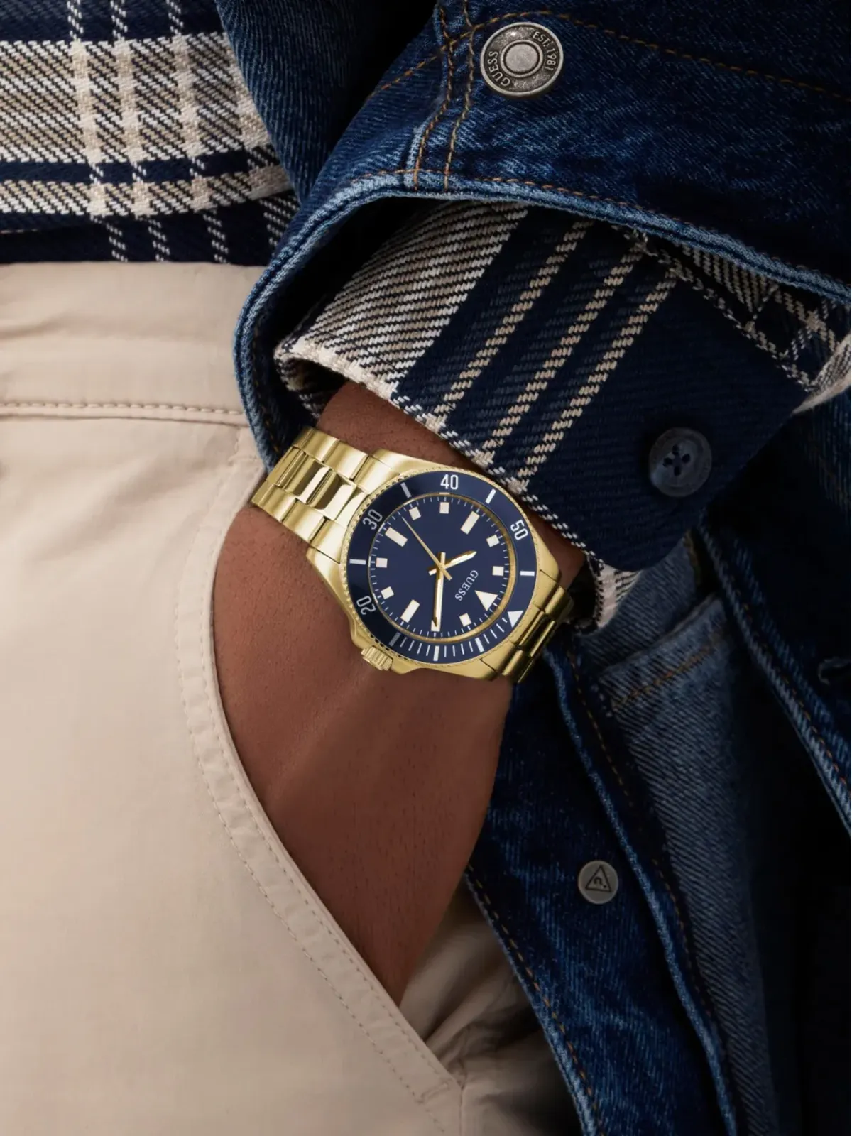 GUESS USA ステンレススチール腕時計 ブルー - 画像2