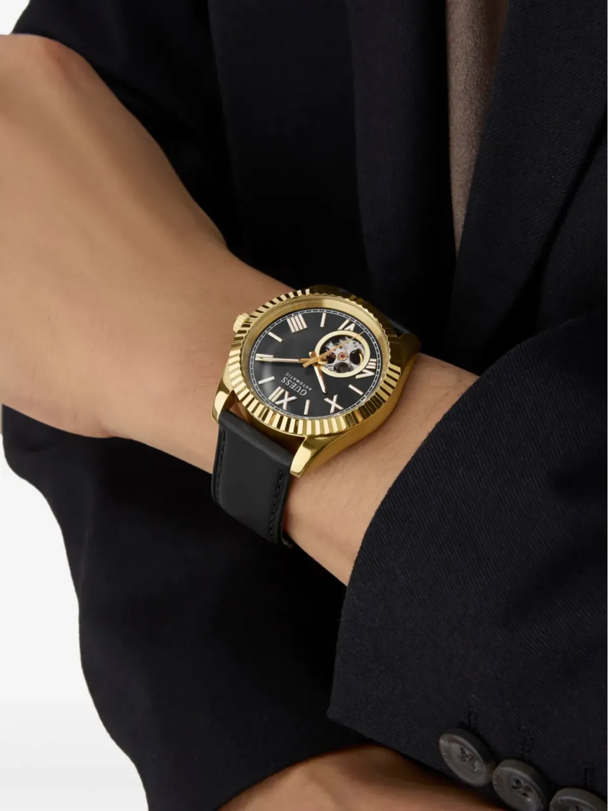 GUESS USA オープンハートダイヤル ブラック - 画像2