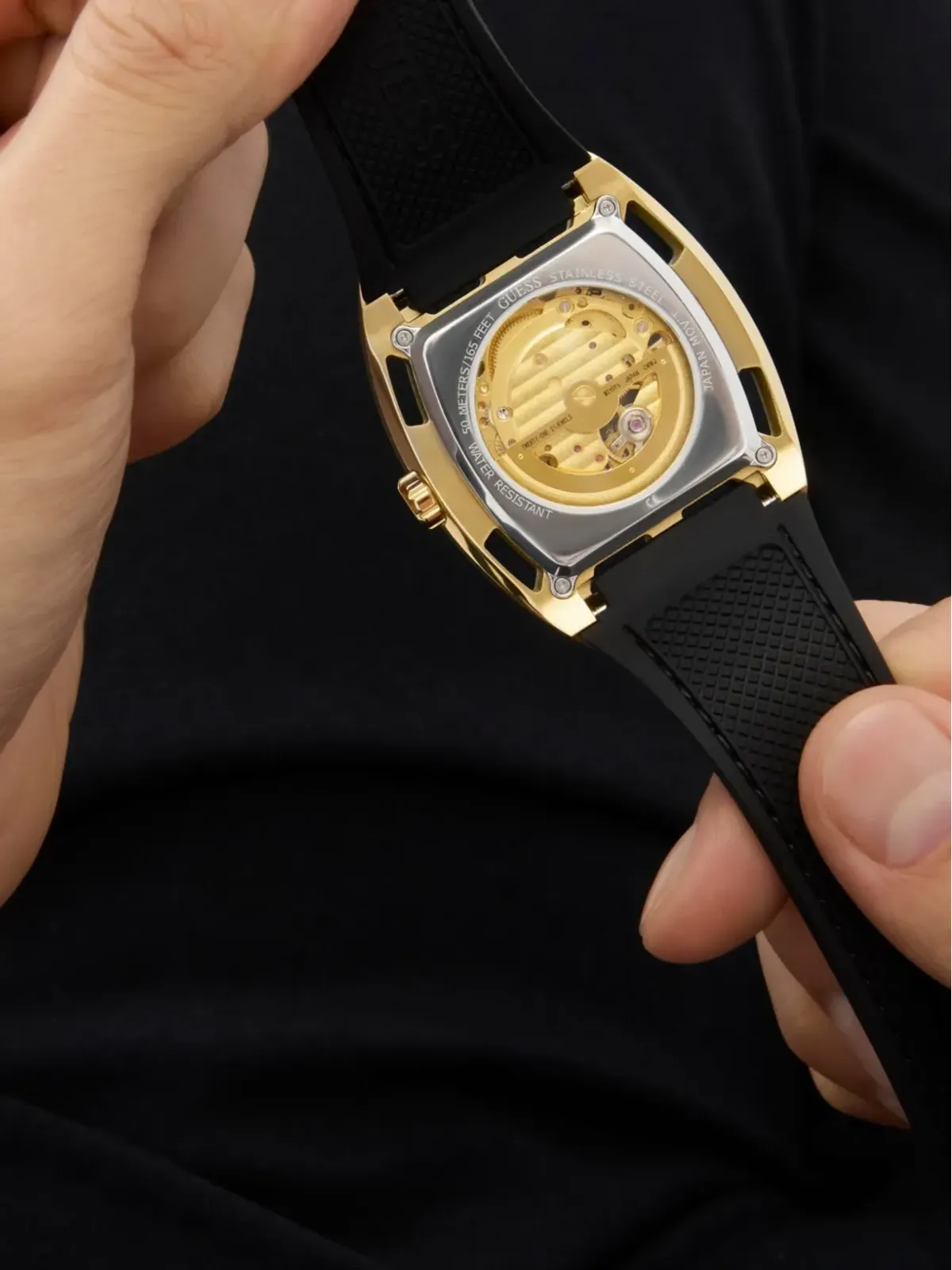 GUESS USA ゴールド スケルトン 自動巻 - 画像2