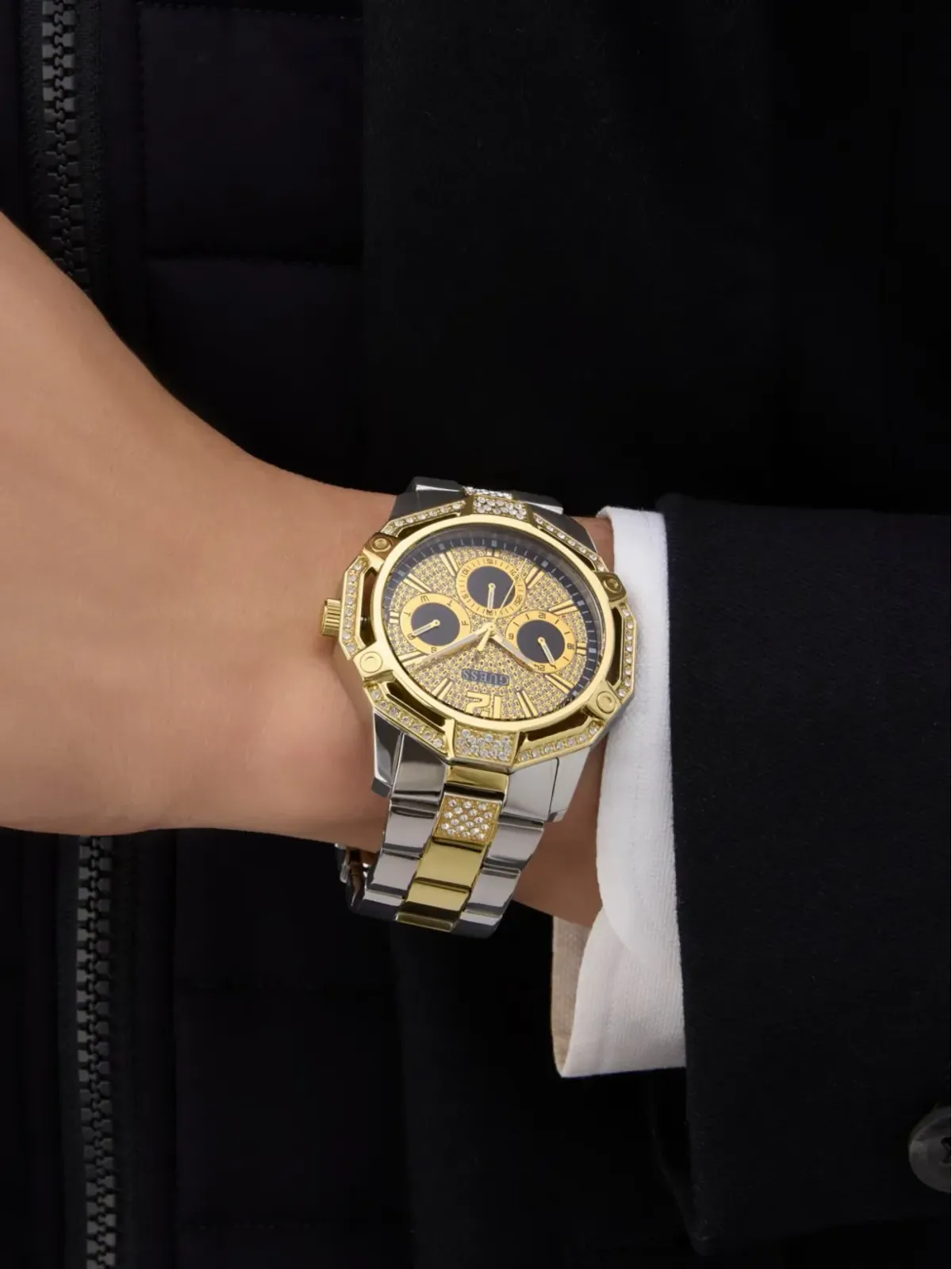 GUESS USA クリスタル装飾ウォッチ ゴールド - 画像5