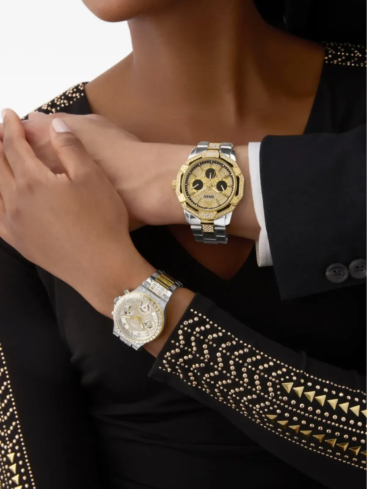 GUESS USA クリスタル装飾ウォッチ ゴールド - 画像2