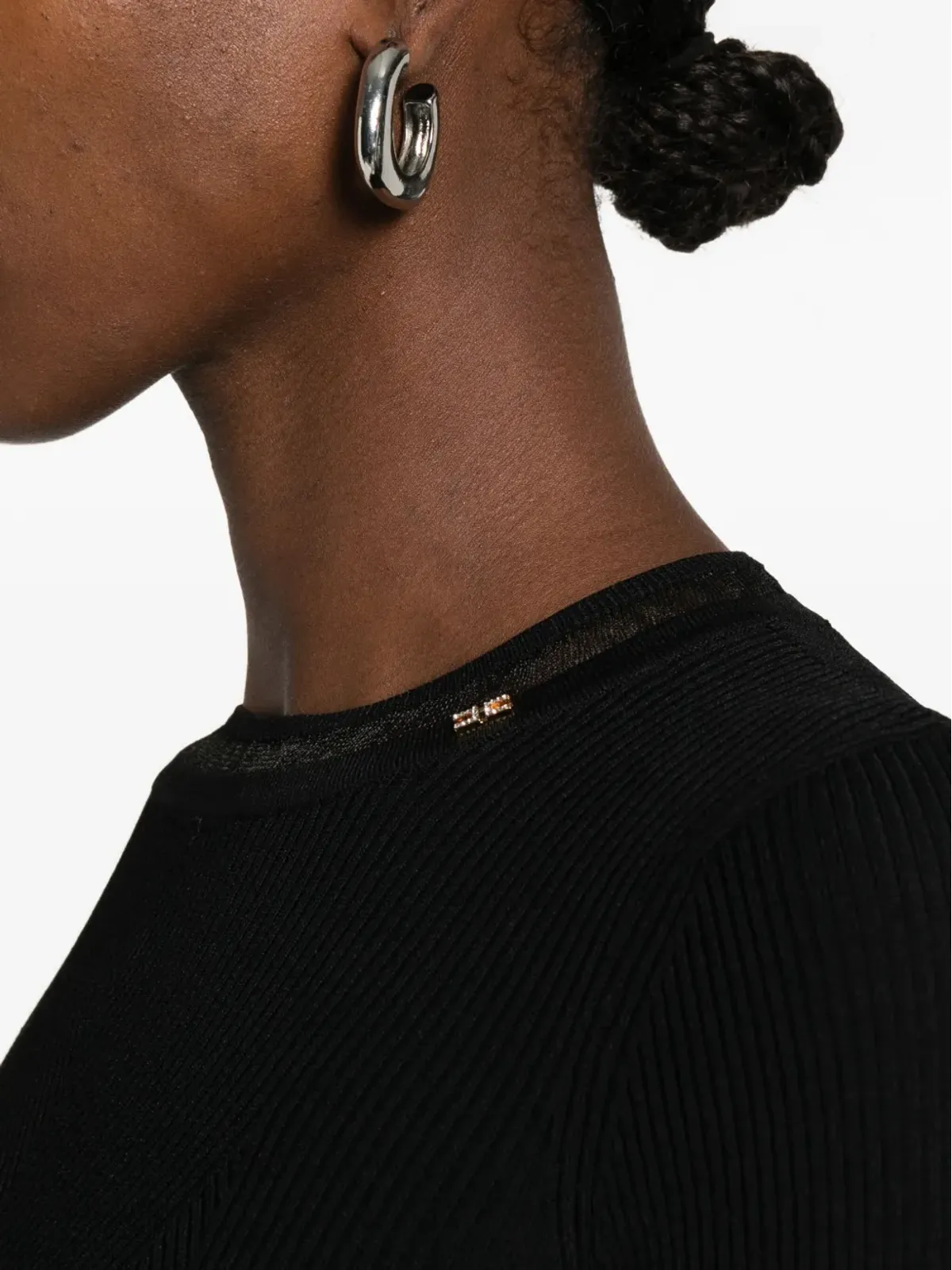 Elisabetta Franchi リブニット長袖Tシャツ - 画像5