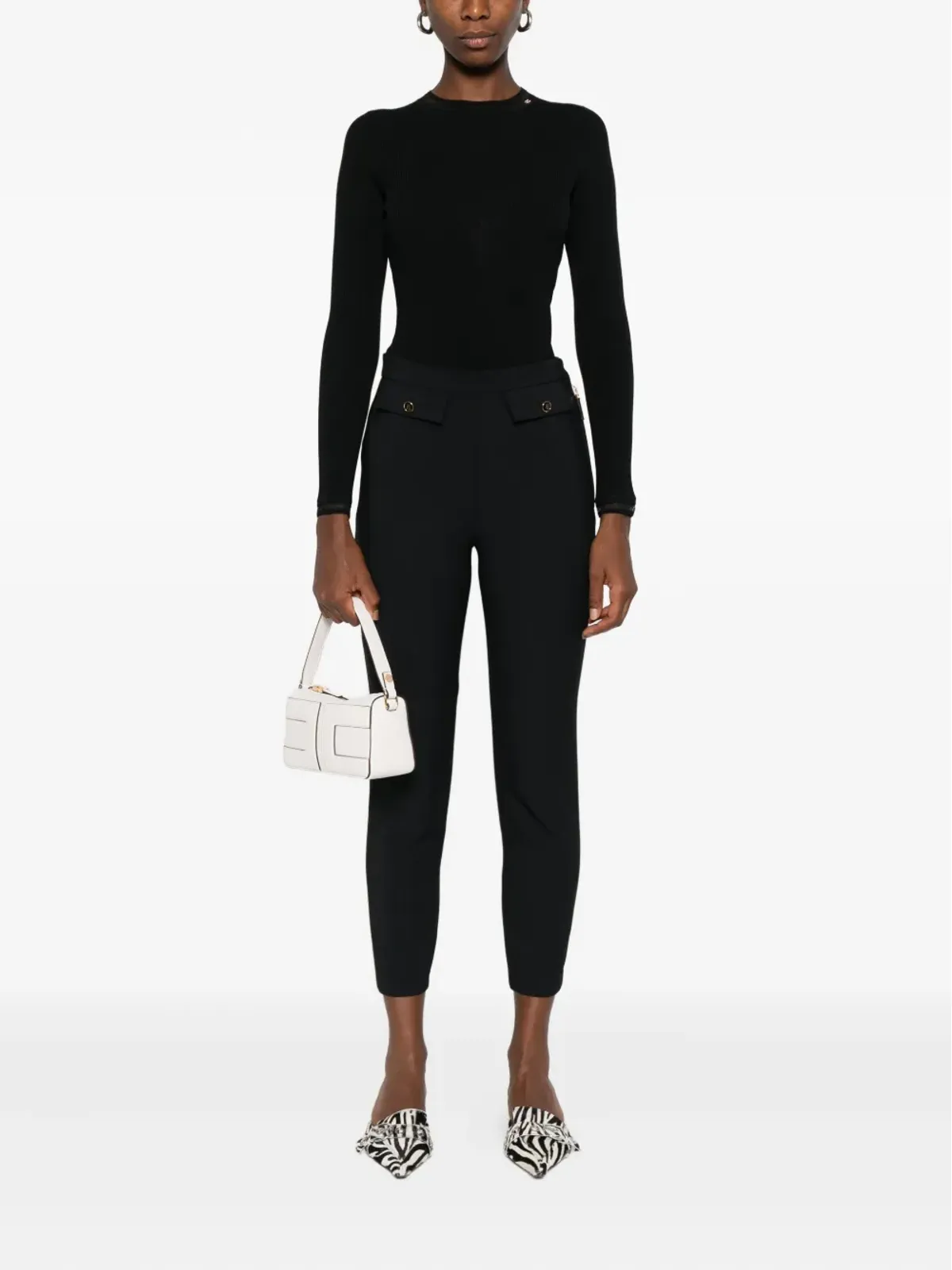 Elisabetta Franchi リブニット長袖Tシャツ - 画像2