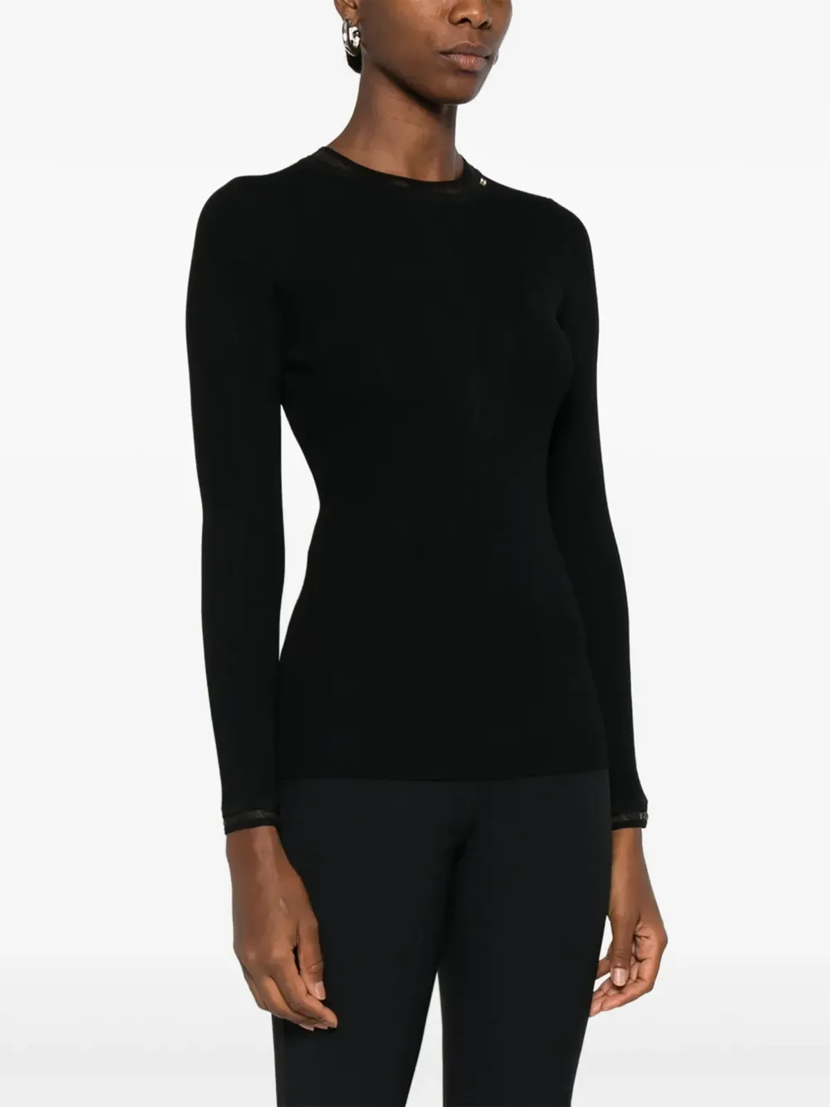 Elisabetta Franchi リブニット長袖Tシャツ - 画像3