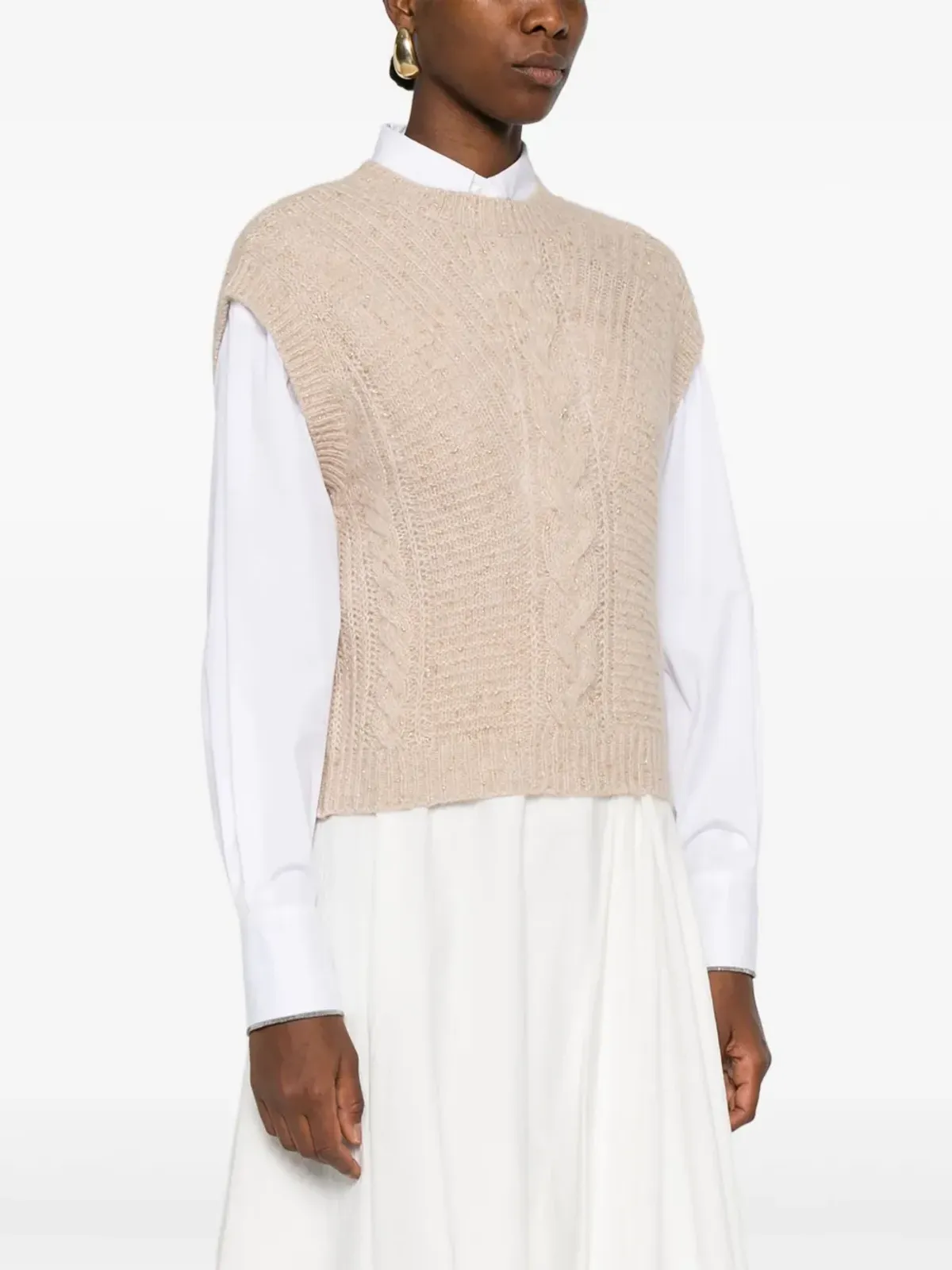 Max Mara ケーブルニット ノースリーブベスト - 画像3
