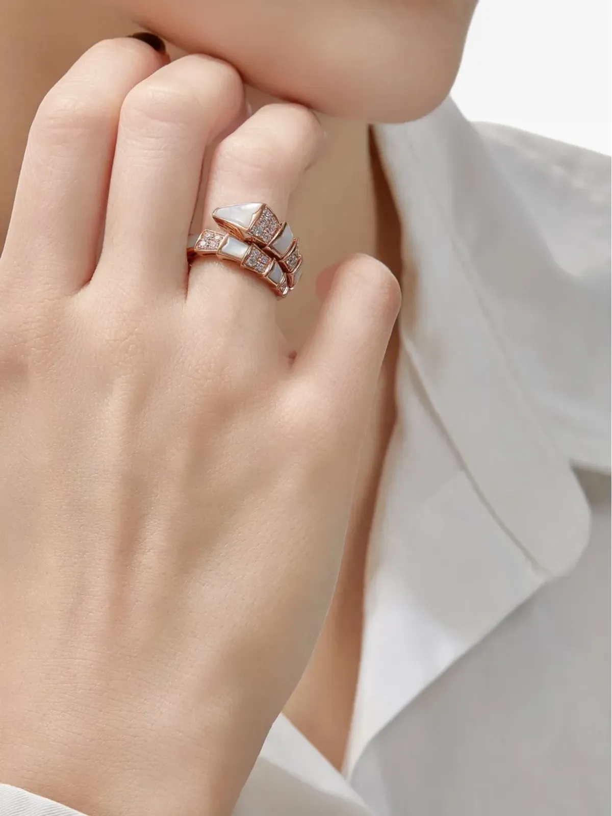 Bvlgari 18Kローズゴールド セルペンティ ヴァイパー ダイヤモンド リング - 画像2