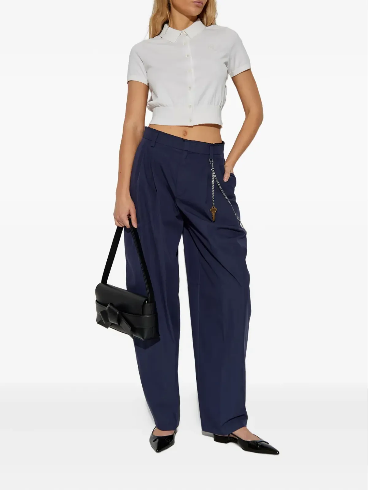 Alexander Wang ボタンフロント半袖ニットトップ - 画像2
