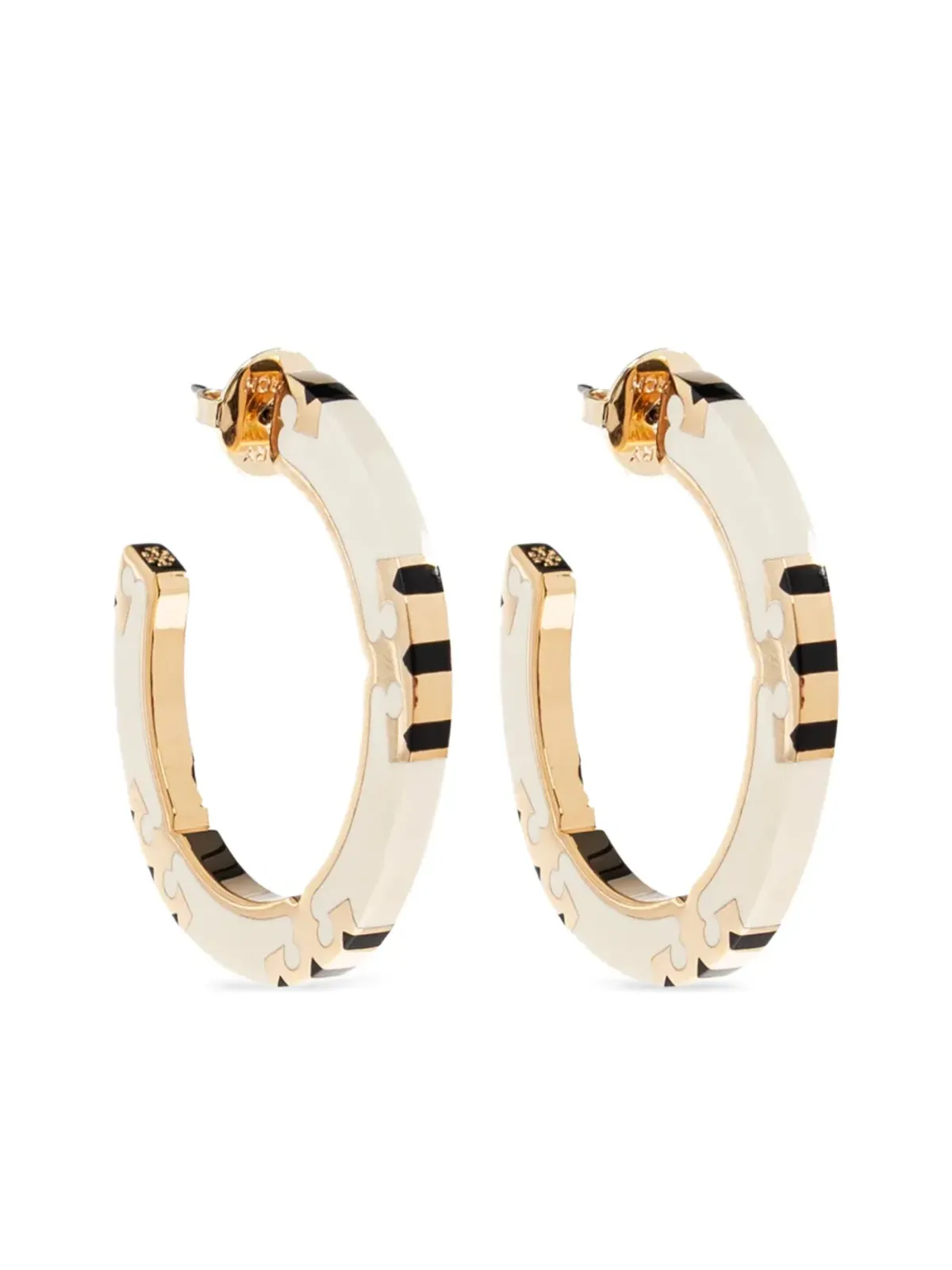 Tory Burch ロゴプレート付きフープピアス - 画像1
