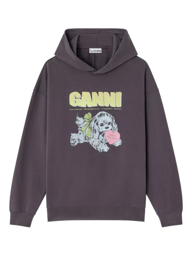 Ganni GANNI パピー柄フード付きスウェットシャツの商品画像