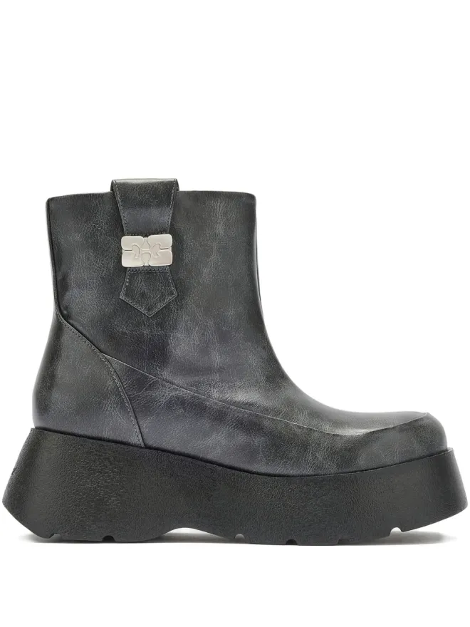 Ganni GANNI Kat pull-tab platform boots - Greyの商品画像