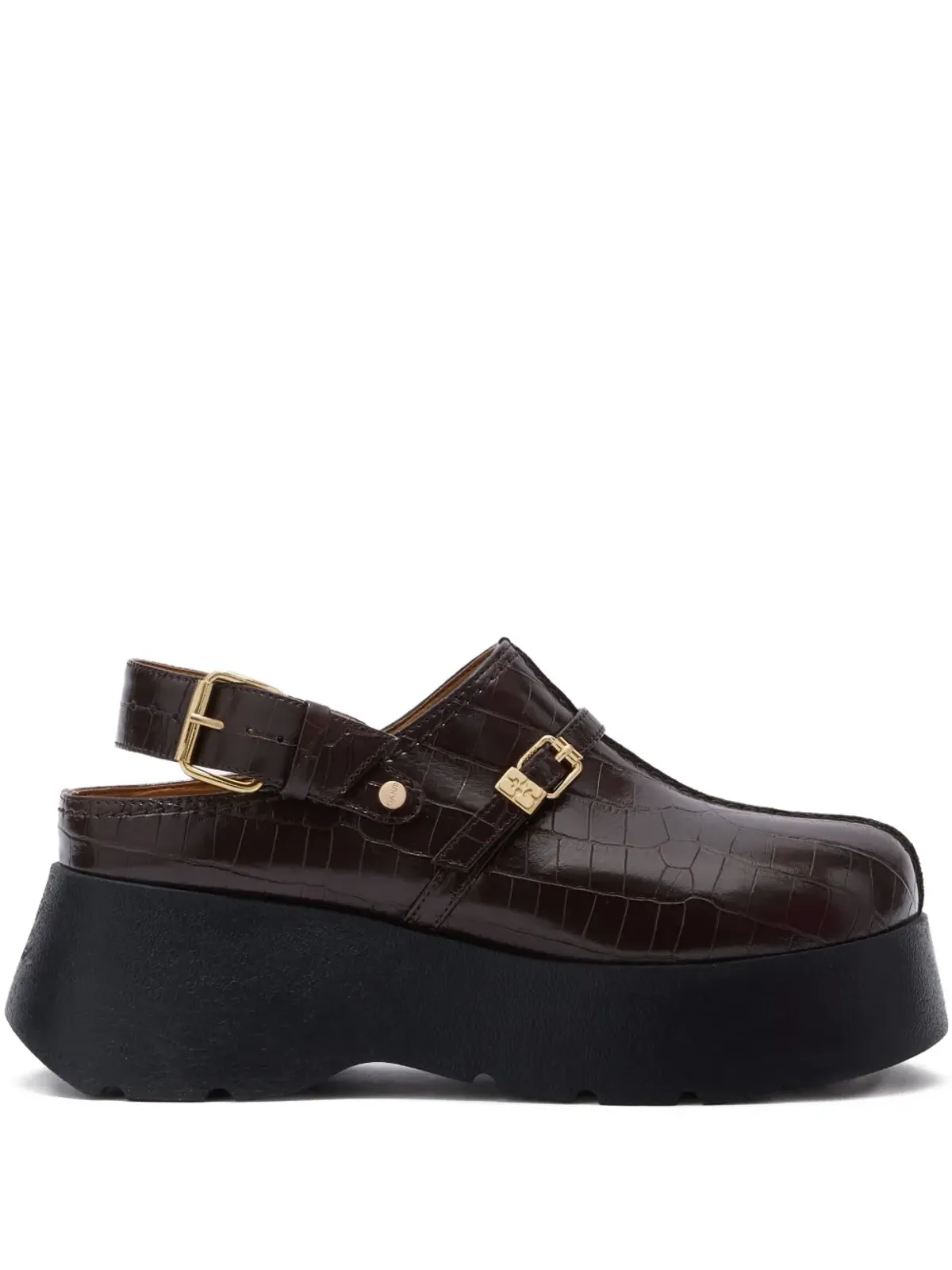 GANNI クロコダイルエフェクトバックルパンプス - 画像1