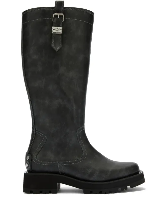 Ganni GANNI スタッズ付きニーハイブーツ（グレー）の商品画像