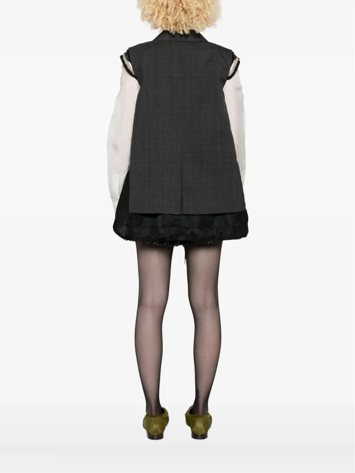 sacai グレン ダブルブレスト チェックベスト - 画像4