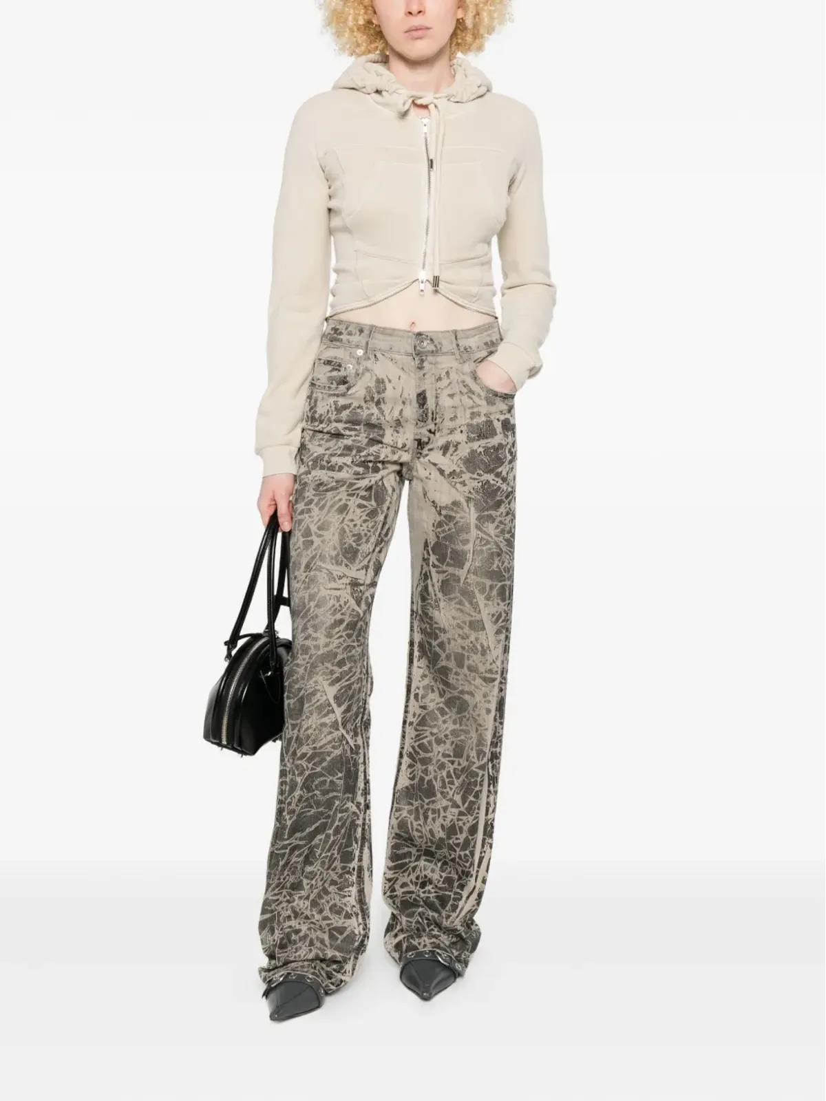 Rick Owens DRKSHDW crackle-print jeans - 画像2