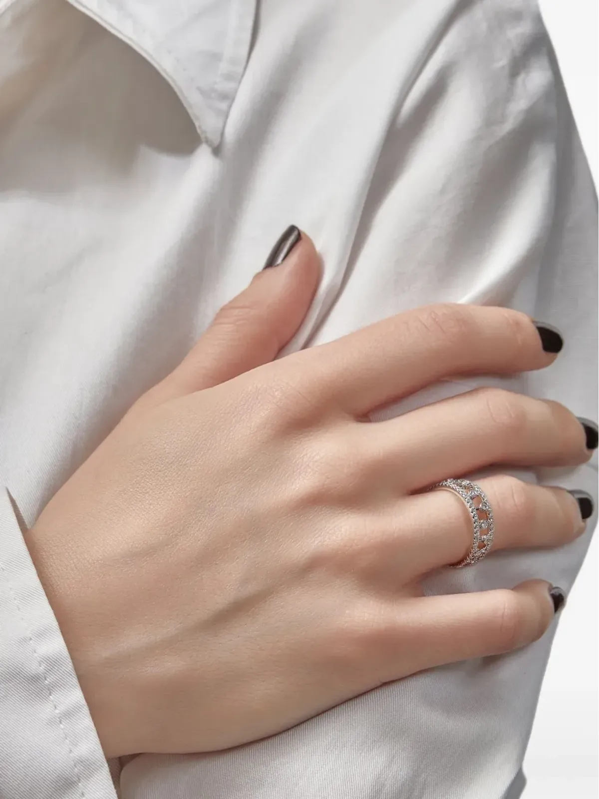 DE BEERS 18Kホワイトゴールド デュードロップ ダイヤモンドリング - 画像2