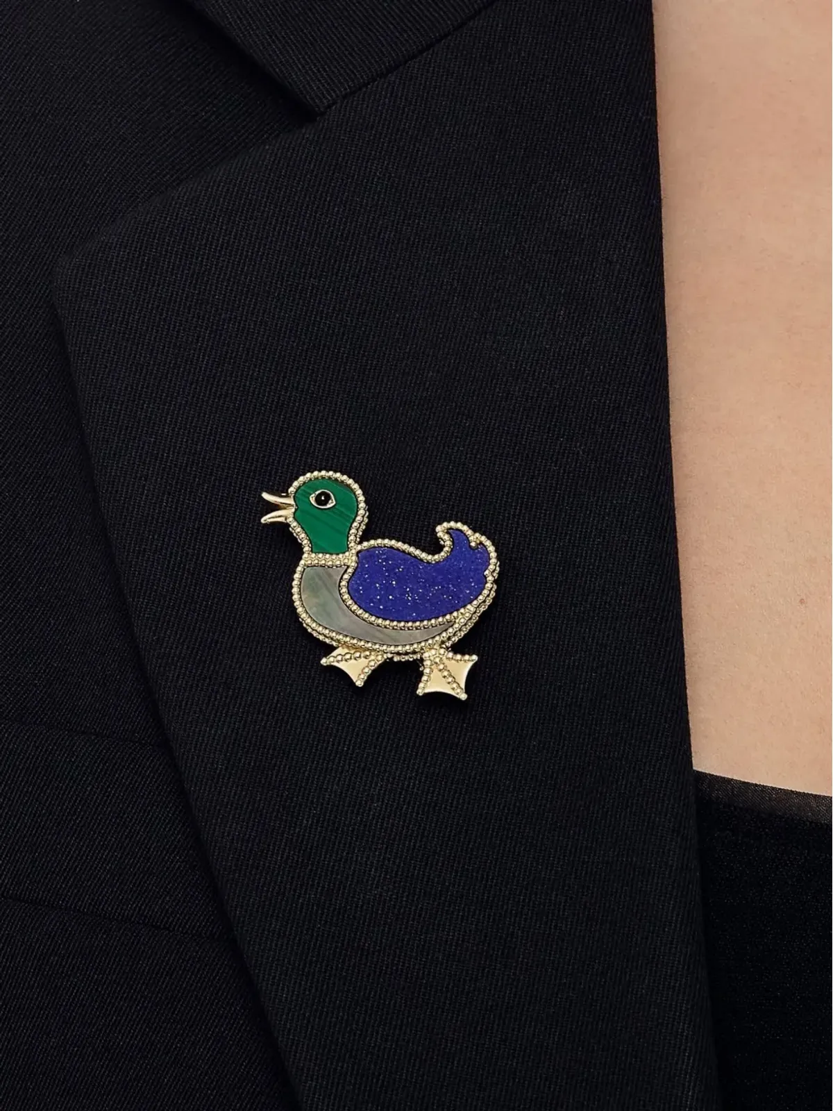 Van Cleef & Arpels Pre-Owned ラッキーアニマル ダック マルチストーン ブローチ - 画像2