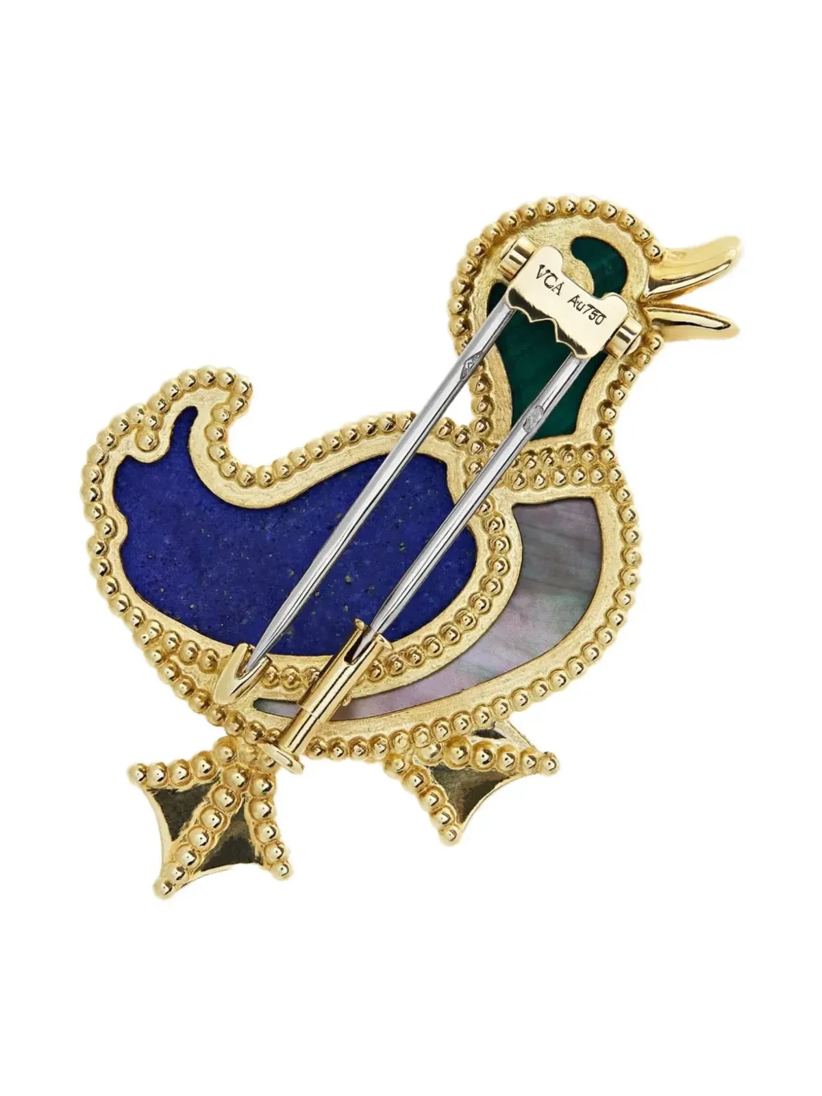 Van Cleef & Arpels Pre-Owned ラッキーアニマル ダック マルチストーン ブローチ - 画像3