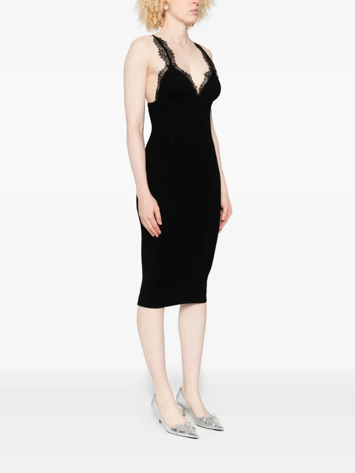 Blumarine レーストリムリブ編みミディドレス - 画像3