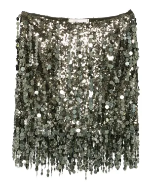 Blumarine スパンコール付きフリンジミニスカート - Green - サムネイル1