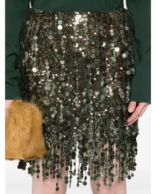 Blumarine スパンコール付きフリンジミニスカート - Green - サムネイル5