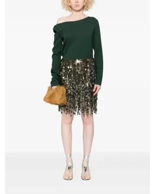 Blumarine スパンコール付きフリンジミニスカート - Green - サムネイル2