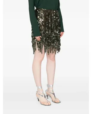 Blumarine スパンコール付きフリンジミニスカート - Green - サムネイル3