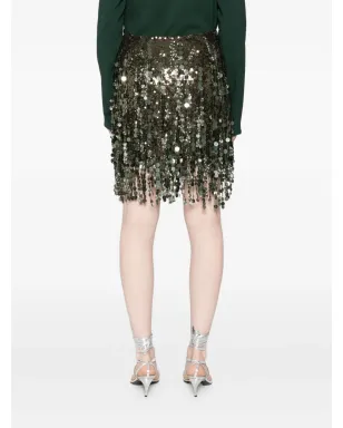 Blumarine スパンコール付きフリンジミニスカート - Green - サムネイル4