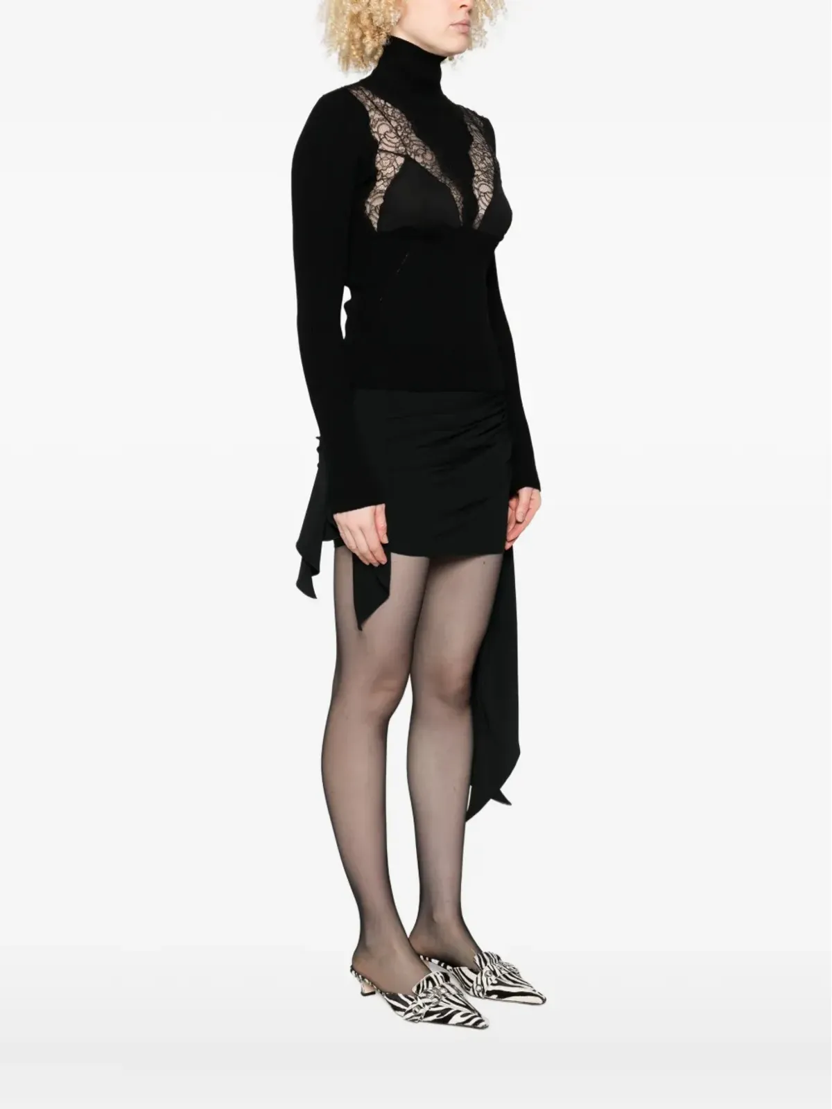 Blumarine レースインサート付きタートルネックセーター - 画像3