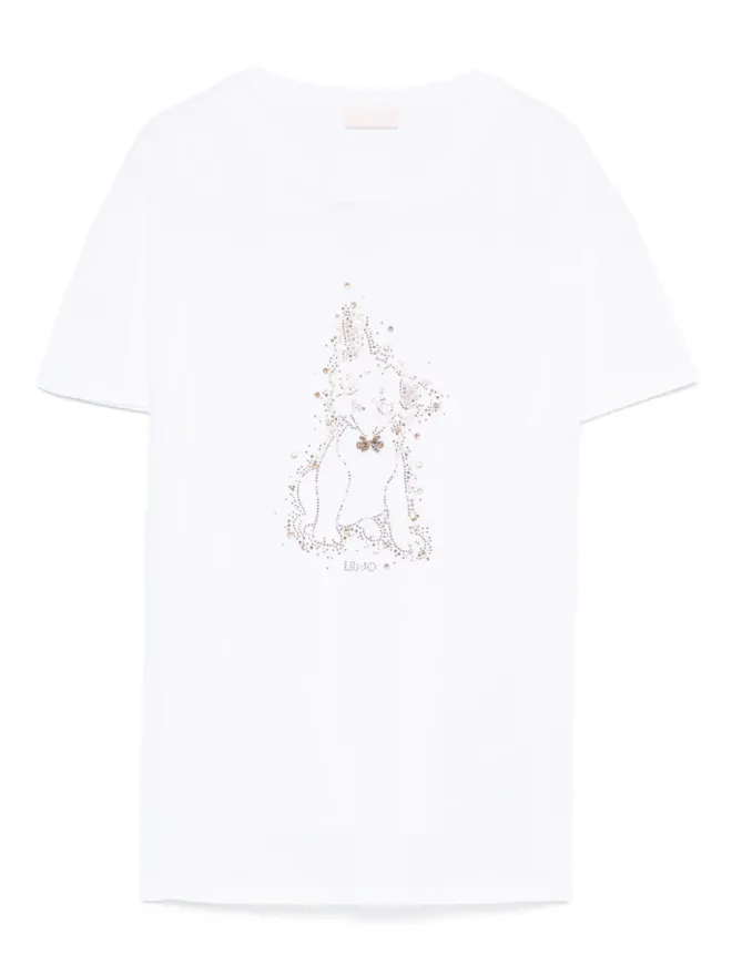 LIU JO LIU JO 犬モチーフのクリスタル装飾Tシャツの商品画像