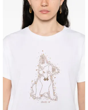 LIU JO 犬モチーフのクリスタル装飾Tシャツ - サムネイル5