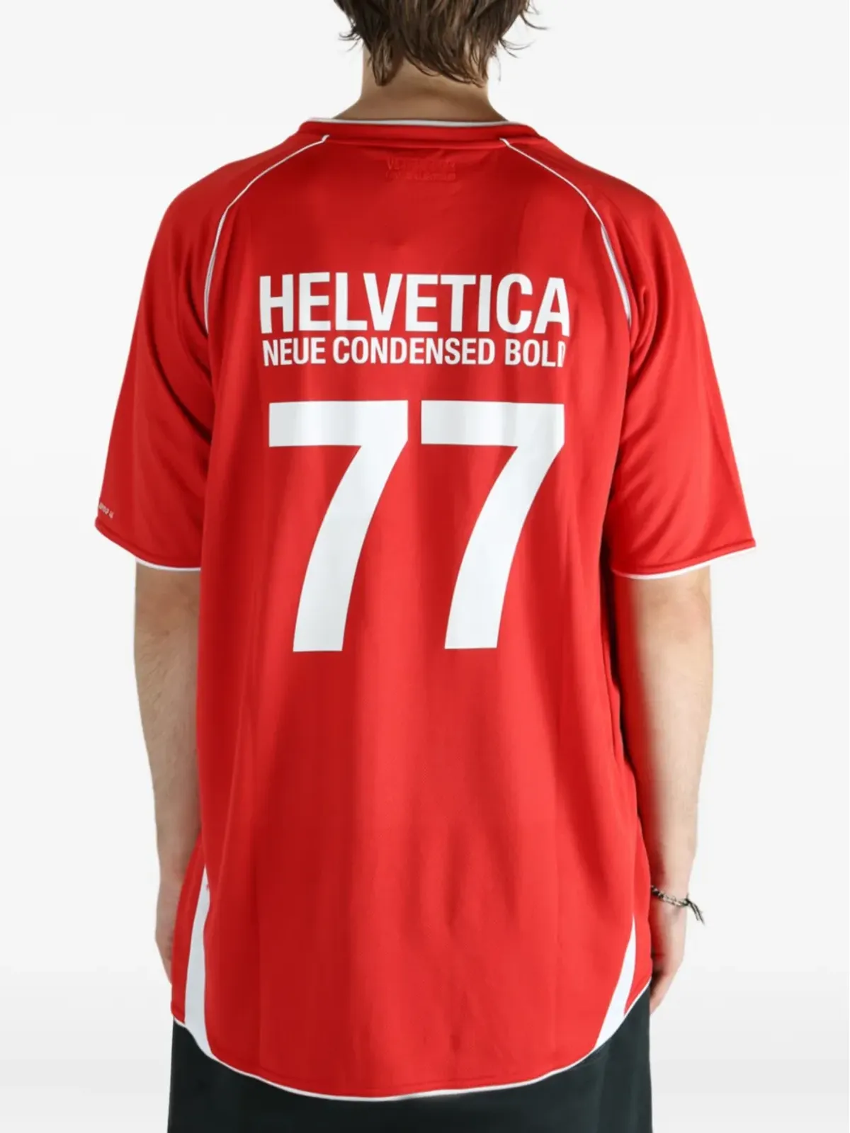 VETEMENTS パネルドVネックTシャツ - レッド - 画像4