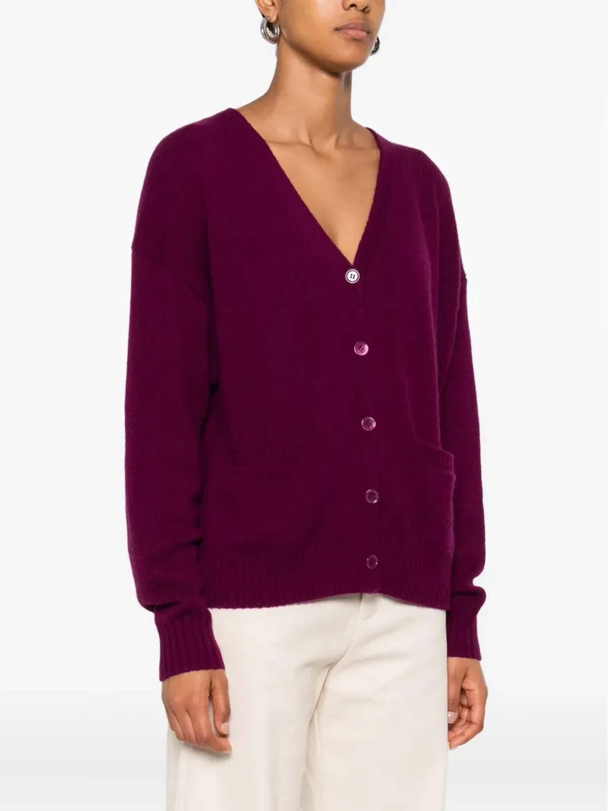 BOMPARD ボタン留め付き パッチポケット カーディガン - Purple - 画像3