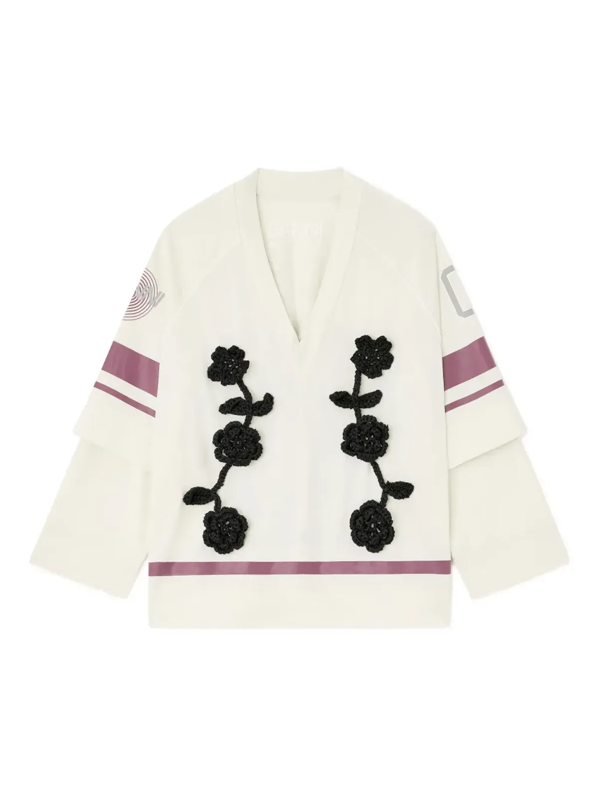 GANNI かぎ針編み花モチーフ入りジャージートップ - 画像1