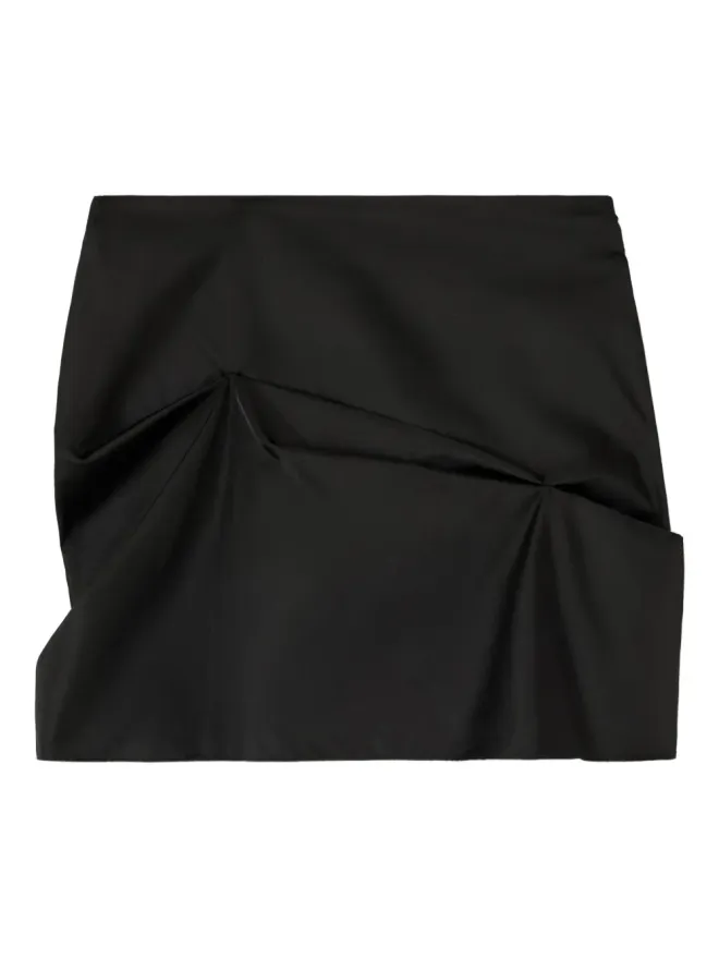 Ganni GANNI gathered-detail mini skirt - Blackの商品画像