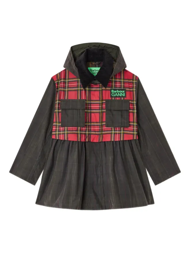 Ganni GANNI x Barbour タータン柄ペプラムコートの商品画像