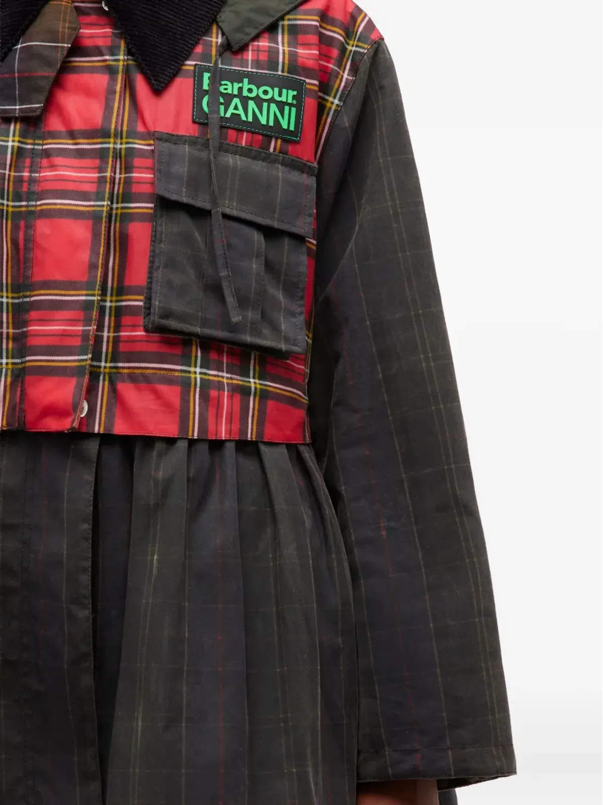 GANNI x Barbour タータン柄ペプラムコート - 画像5